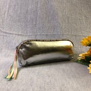 NWT - Silver Metallic Clutch with Multicolored Tassel